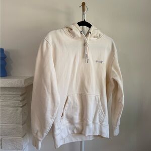 Molly Baz (celebrity chef influencer) merch, cream hoodie w/ dachshund logo, szM